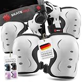SKATEWIZ Rodilleras Patines Niña - Rodilleras Patinaje Niño, Protecciones Niño - Protectores Niña - Skateboard, BMX, Patines en Linea - Impact Talla S Blanco