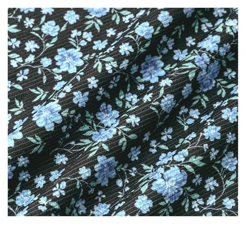 Tissu en velours côtelé à motifs floraux multicolores 100x150cm
