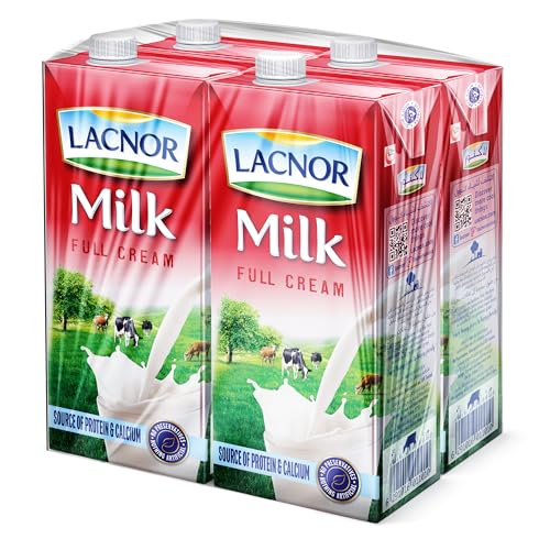 Lacnor Full Cream Milk - 1 Litre (Pack of 4)