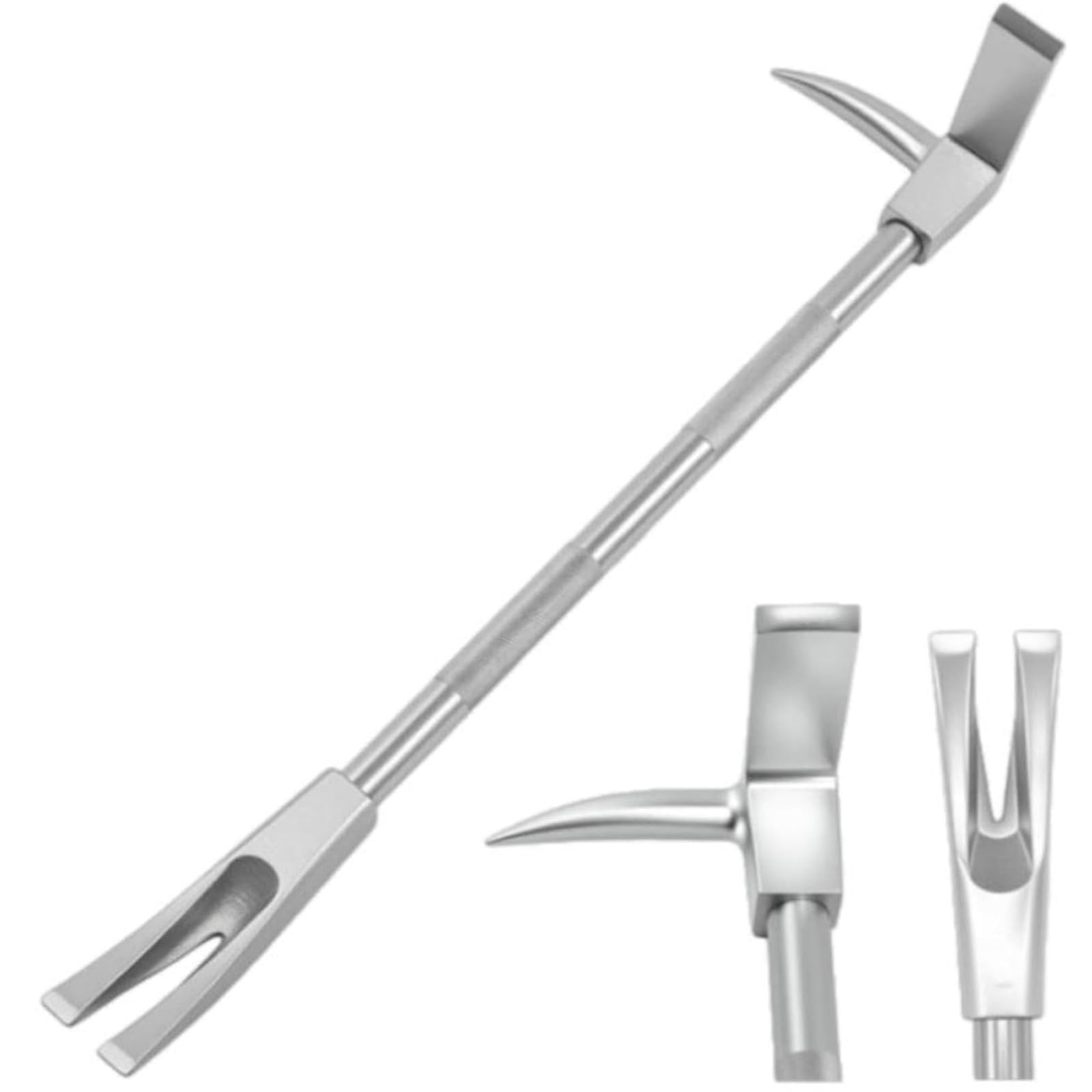 Attrezzo da barra Halligan, estrattore per chiodi per carichi pesanti in acciaio forgiato con forcella a punta per testa d'ascia 3 in 1 - Piede di porco da demolizione multifunzionale per lavor 610mm
