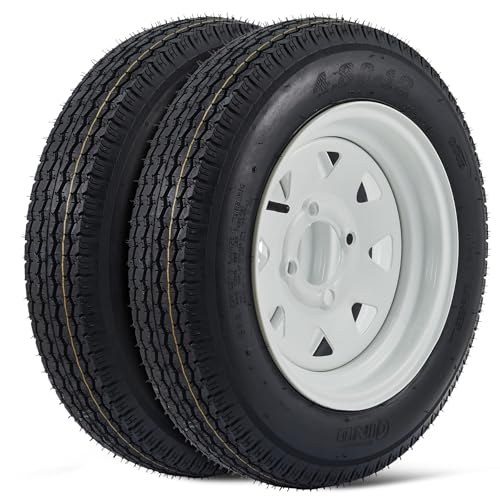 2 Pack 4.80-12 4.80x12 480-12 4.80-12 Trailer Tires with 12'' Rims, 4 Lug on 4'', Load Range C 6PR