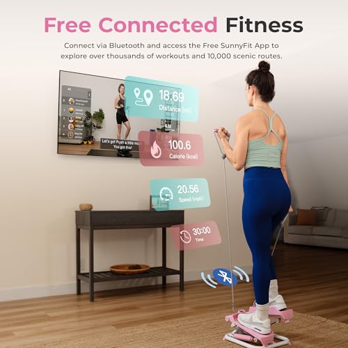 Sunny Health & Fitness Total Body 2-in-1 Stepper Machine, Total Body Workout, Adjustable Hydraulic, Resistance Bands, Non-Slip Pedals w Optional Free SunnyFit App Enhanced Bluetooth Connectivity by Sunny Health & Fitness - Image 3