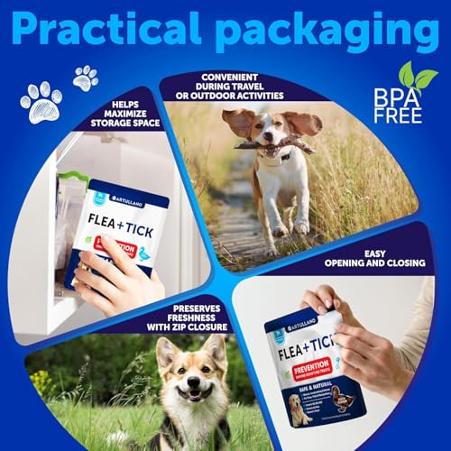 Flea and Tick Prevention for Dogs Chewables - Natural Flea Treatment Control - Supplement for Large & Small Dogs with Vitamins - Immune Support Chews - Puppy Pest Defense Oral Pills - 70 Soft Treats