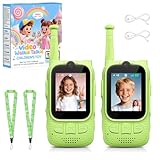 Kids Audio/Video Walkie Talkies, 2 Pack Rechargeable Walkie Talkies for Kids with 2’’ Screen & Camera & Voice Changer, Long Range Boys Girls Toys for Indoor Outdoor Camping Hiking Games (Green/Green)