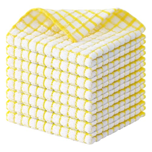 Kitinjoy Cotton 8 Pack Terry Kitchen Dish Cloths, Yellow