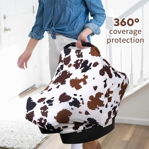 Image of Rquite All-in-1 Car Seat Cover Baby, Carseat Covers for Girl Boy, Stretchy Soft Infant Car Seat Cover, Multi-use Baby Carrier Cover, Car Seat Canopy, Stroller Sun Shade, Nursing Breastfeeding Cover
