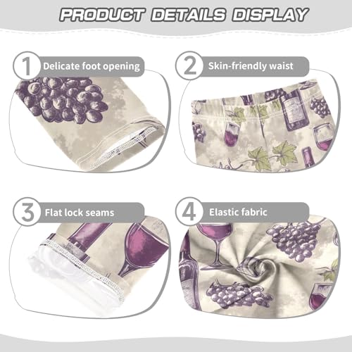 ALAZA Girls' Leggings Children's Yoga Pants Skinny Printed Dance Wine Grapes Bottle Comfortable 4T2