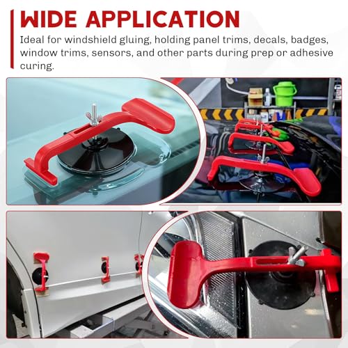 Image of 6 Pack Suction Cup Clamp Set | Class Clamps Kit for Car Convertible Glass Windshield Top Repair Gluing, Convertible Top Suction Cup Clamp