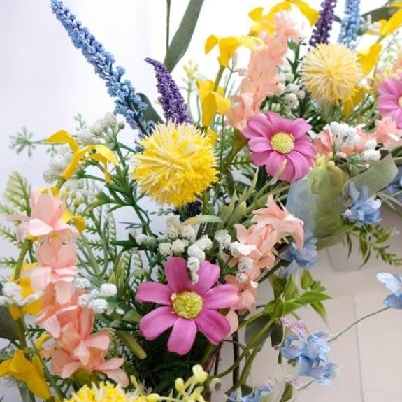 Corona de primavera, flores artificiales para colgar en la puerta, decoración para la entrada del hogar, pared o mesa, 40 cm (50 cm)