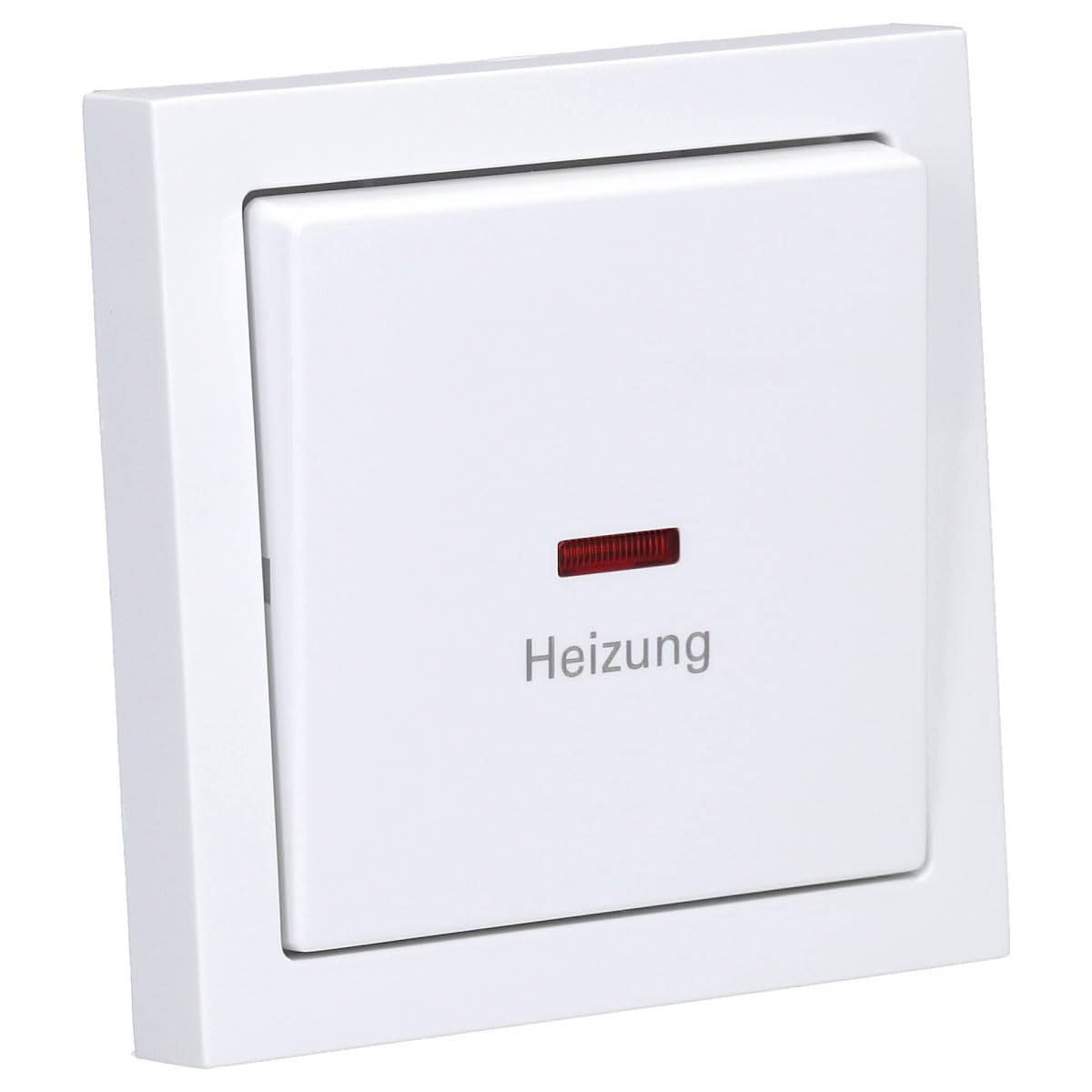 Busch-Jaeger (Original) Komplettset Heizung-Not-Schalter–Heizungsnotschalter 2-polig mit Schriftzug: Heizung – Wippkontrollschalter 2-polig mit Beleuchtung, rote Kalotte Typ: Future Linear Studioweiß