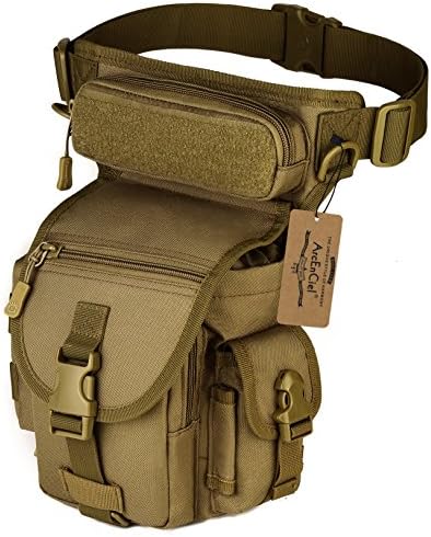 ArcEnCiel Leg Bag Tactical Military Drop Waist Thigh Hip Fanny Pack Tool Gear Pouch for Paintball Airsoft Motorcycle Riding (Coyote Brown)