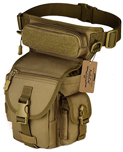 Arcenciel Leg Bag Tactical Military Drop Waist Thigh Hip Fanny Pack Tool Gear Pouch For Paintball Airsoft Motorcycle Riding (Coyote Brown) #TOP17