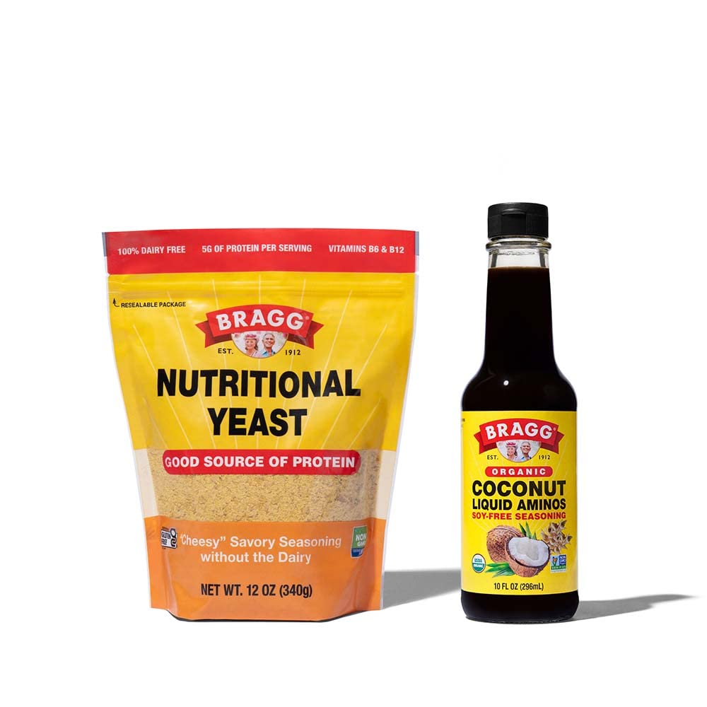 BraggPremium 12 Ounce Nutritional Yeast Seasoning Pouch - Vegan, Gluten Free Cheese Flakes and Coconut Aminos, All Purpose Seasoning, 10 Oz, Single
