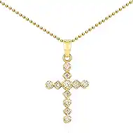 14K Gold Plated Cross Pendant Necklaces for Women Trendy, Dainty Choker CZ Cross Necklace Non Tarnish,Simple Tiny Cross Necklace for Mother's Day Jewelry Gifts