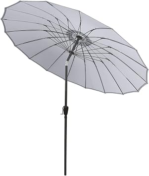 2.7M Fiberglass Rib Parasol Umbrella Outdoor Garden Sun Shade Grey