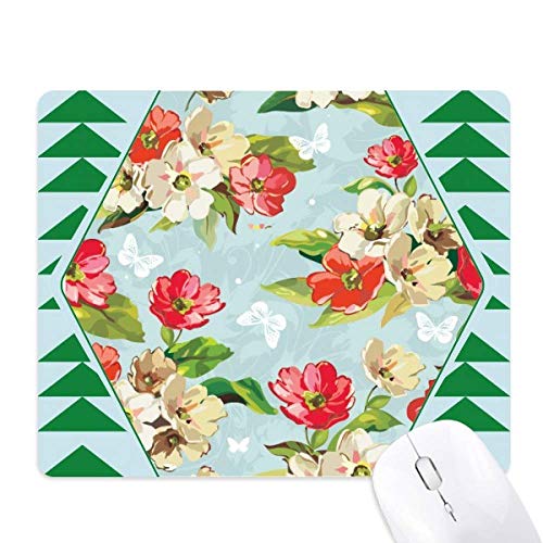 Tapis de souris fleurs de pêcher et pin vert en caoutchouc antidérapant