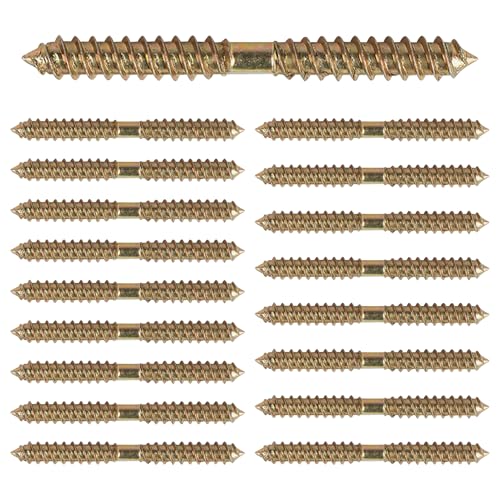 16Pcs Double Ended Screws 6x40mm Hanger Bolts, M6 Galvanized Dowel Side Self-Tapping Thread Dowel Screws for Furniture Fixing Wood Connecting