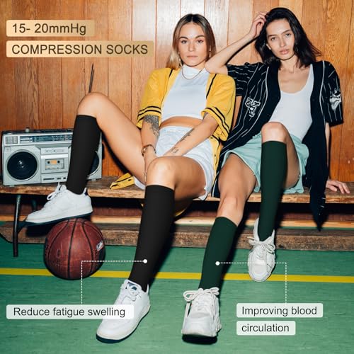 Image of Iseasoo 4 Pairs Compression Socks for Women Circulation-Best Support for Nurses,Running,Athletic,Travel