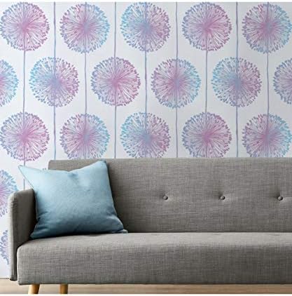 Muriva Large Dandelion Floral Flower Stripe Circular Wallpaper Luxury Feature Wall 10m Roll Candy Floss 150503