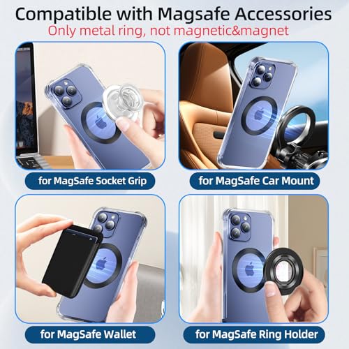 Image of pop-tech for MagSafe Ring Sticker 2Pcs Ultra-Thin(0.3mm): Metal Rings(NO Magnet) Adhesive Adapter for Mag Safe Magnetic Accessories - Universal Mag-Safe Kit Black for iPhone Samsung Android Phone Case