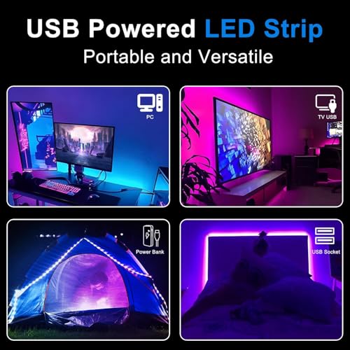 Image of VOLIVO 50 ft Led Strip Lights for Bedroom, Color Changing Led Light Strips Kit with Bluetooth App Control and IR Remote, RGB Music Sync Lighting for Room, Home Decor