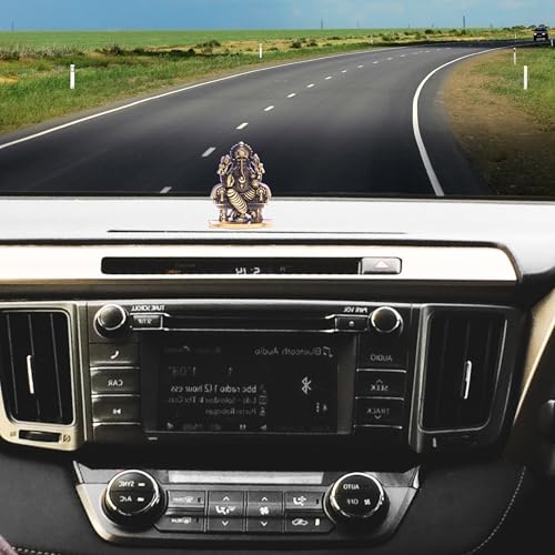 Image of anciently Ganesh Idol for Car Dashboard | Vinayagar Idol for Car Dashboard, Metal, 1 Piece (Brass Colour)