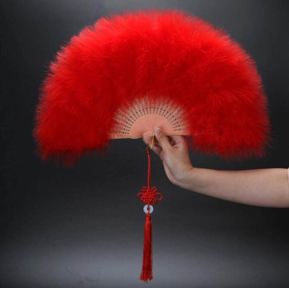 Elegante abanico de baile rojo con borla para lucir en fiestas
