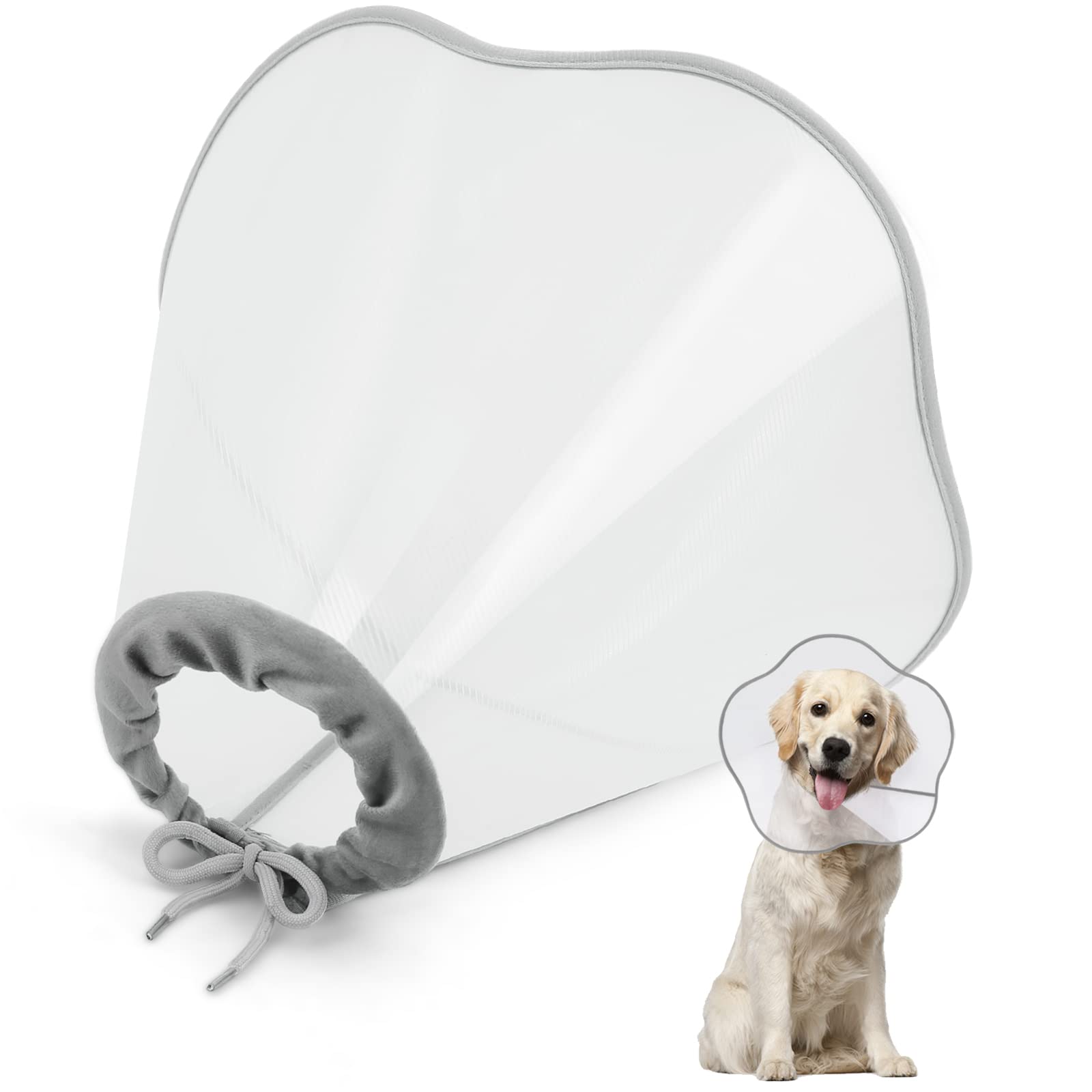 Supet Dog Cone Adjustable Pet Recovery Collar Dog Surgery Cone Protective Dog Cone Collar for Large Small Dogs After Surgery, Plastic Dog Cats Neck Cone of Shame E-Collar Anti-Bite Lick Wound Healing