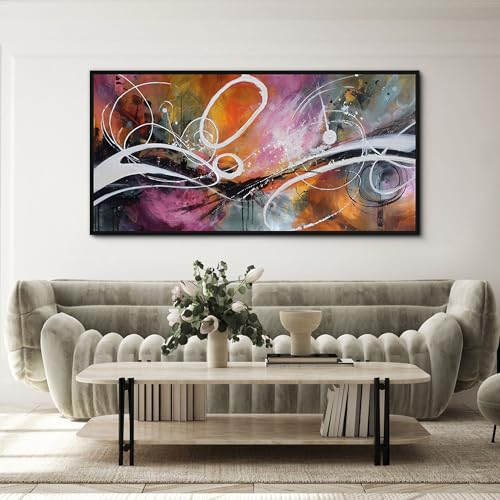 yiijeah Purple Wall Decor Bedroom Canvas Abstract Bathroom Art Picture Items for Women Framed Artwork Print 58x29 Inches