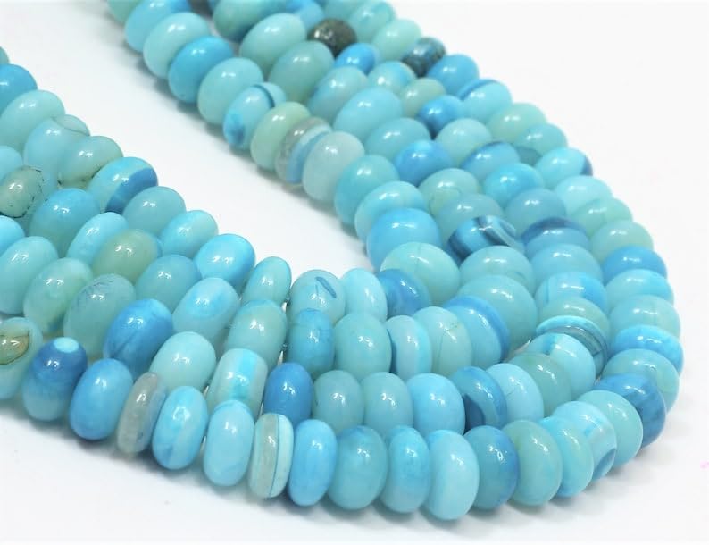 Opale bleu cyan naturel en perles de 40,6 cm pour magnifier vos tenues d'été et bijoux d'été