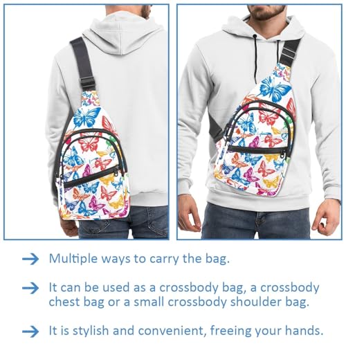 Sac banane à sangle réglable multicolore au motif papillon vibrant