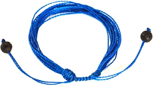 VOS - Pulsera difusora Pulseras hechas a mano enceradas de cuerda azul real para hombres y mujeres, 2 cuentas de lava negra, cordón de tracción