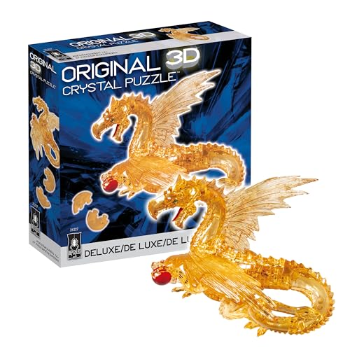 BePuzzled, Dragon (Golden) Original 3D Crystal Puzzle, 56 Piece Brain Teaser, Collectible Display Puzzle for Kids & Adults Ages 12+