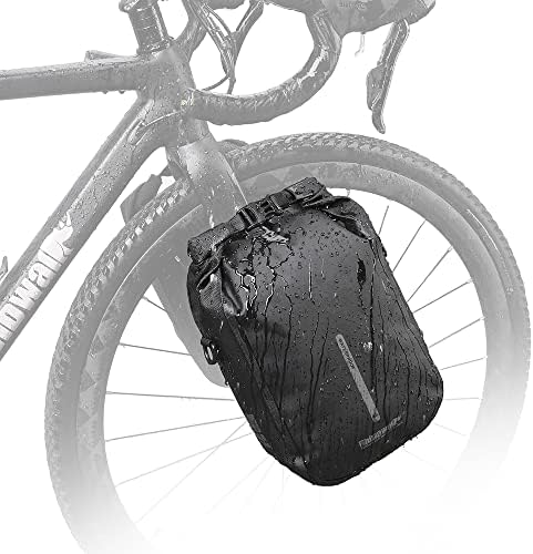 Rhinowalk Bike front fork Waterproof bag Bike Pannier Bag Saddle Bag Fork Bag Rack Bicycle Bag Shoulder Bag 6L for E-Scooter Mountain Bike Accessories -Black