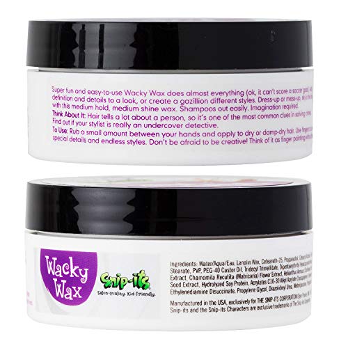 Snip-Its Wacky Kids Hair Wax 2Oz | Great Baby Hair Gel Alternative With All Day, Medium Strong Hold – Fresh Tropical Fragrance – All Natural Hair Wax Product Made In Usa | Salon Quality. Kid Friendly. #TOP1