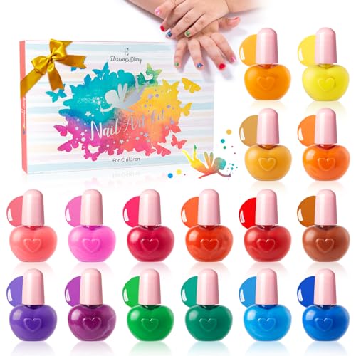 Juego de esmaltes de uñas para niñas, Regalo para Niñas, Eleanore's Diary 16 * 5ml Esmalte de uñas desgarrable, Kit de Manicura no tóxico, Regalos Cumpleaños Niñas 3 4 5 6 7 8