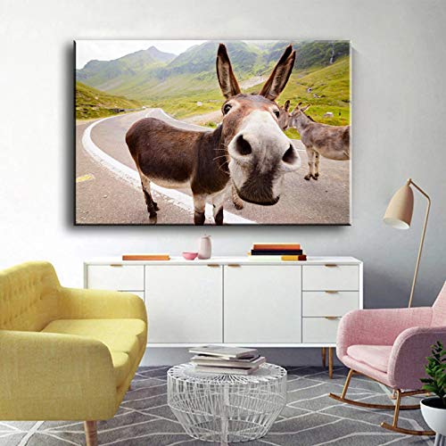 Toile art moderne paysage et âne impression premium 80x110cm