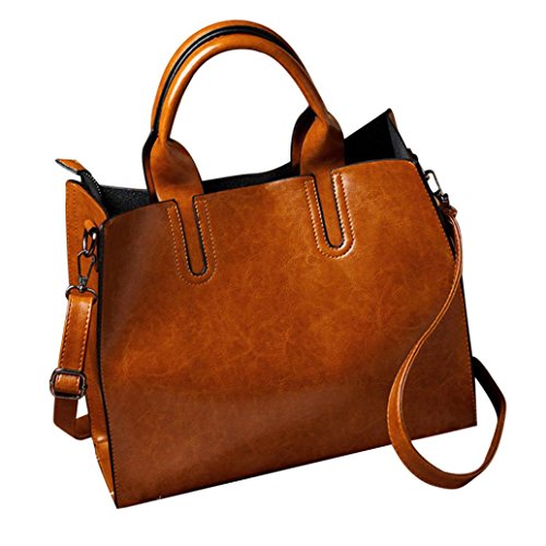 Shoulder Bag Fashion Women PU Leather Handbag Messenger Satchel Lovely Tote (Brown, Free Size)