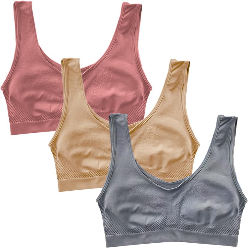 Pack of 3 Seamless Air Bra: Stretchable, Non-Padded, Non-Wired Sports Bra for Women
