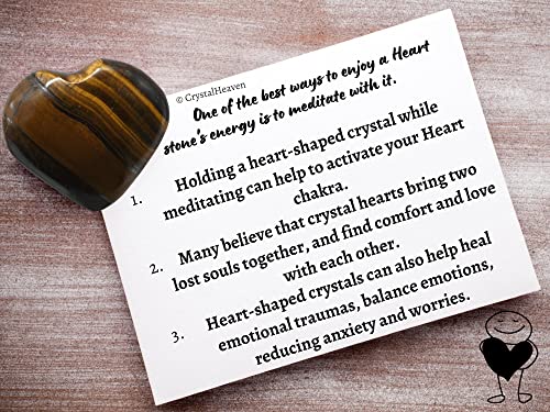 Image of Certified Tiger Eye Crystal Heart Palm Pebbles Stones for Anxiety Stress Relief Massage - AAA Grade Original Healing Gemstone Agate Heart Palm Stone for Yoga Meditation Spiritual