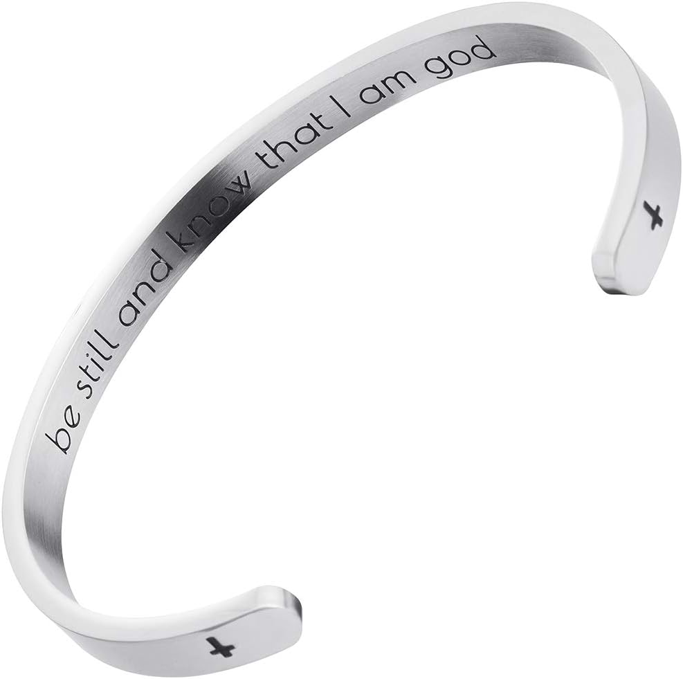 omodofo Bible Verse Bangle Bracelet Cross Charm Confirmation Bracelet Scripture Jewelry