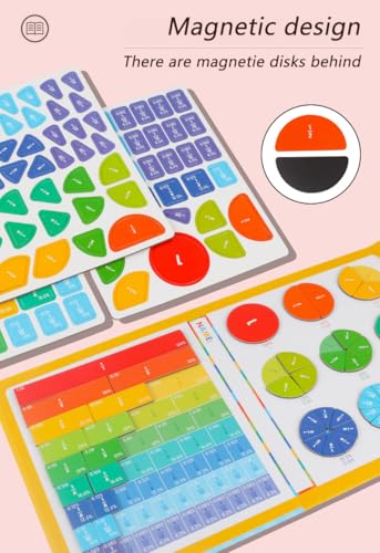 Image of Magnetic Fraction Educational Puzzle for Kids, New Magnetic Fraction Tiles & Fraction Circles, Math Manipulatives Enhance Early Primary School Students Mathematical Skills(Hippo Style)