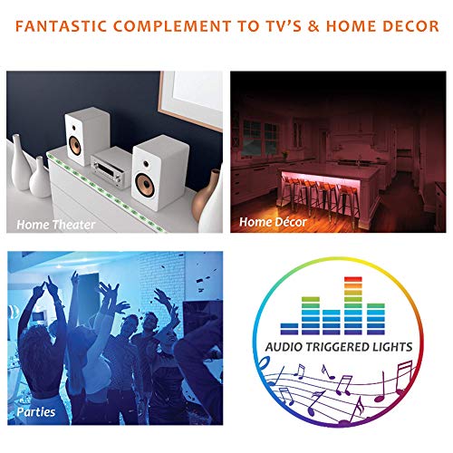 Image of XTREME USB Powered Sound Reactive LED Light Strip with 8 Unique Colors, 8 Color Changing Modes, Preinstalled Adhesive Back and Included IR Remote - 6.6ft