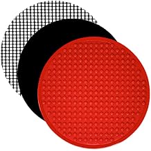 Air Fryer Silicone Liner Set of 3 Compatible with Ninja AF101 4qt, Ninja AF Max XL 5.5qt + More, Air Fryer Accessories Parchment Paper Sheet Replacement Reusable Mats 8.4 inch Round
