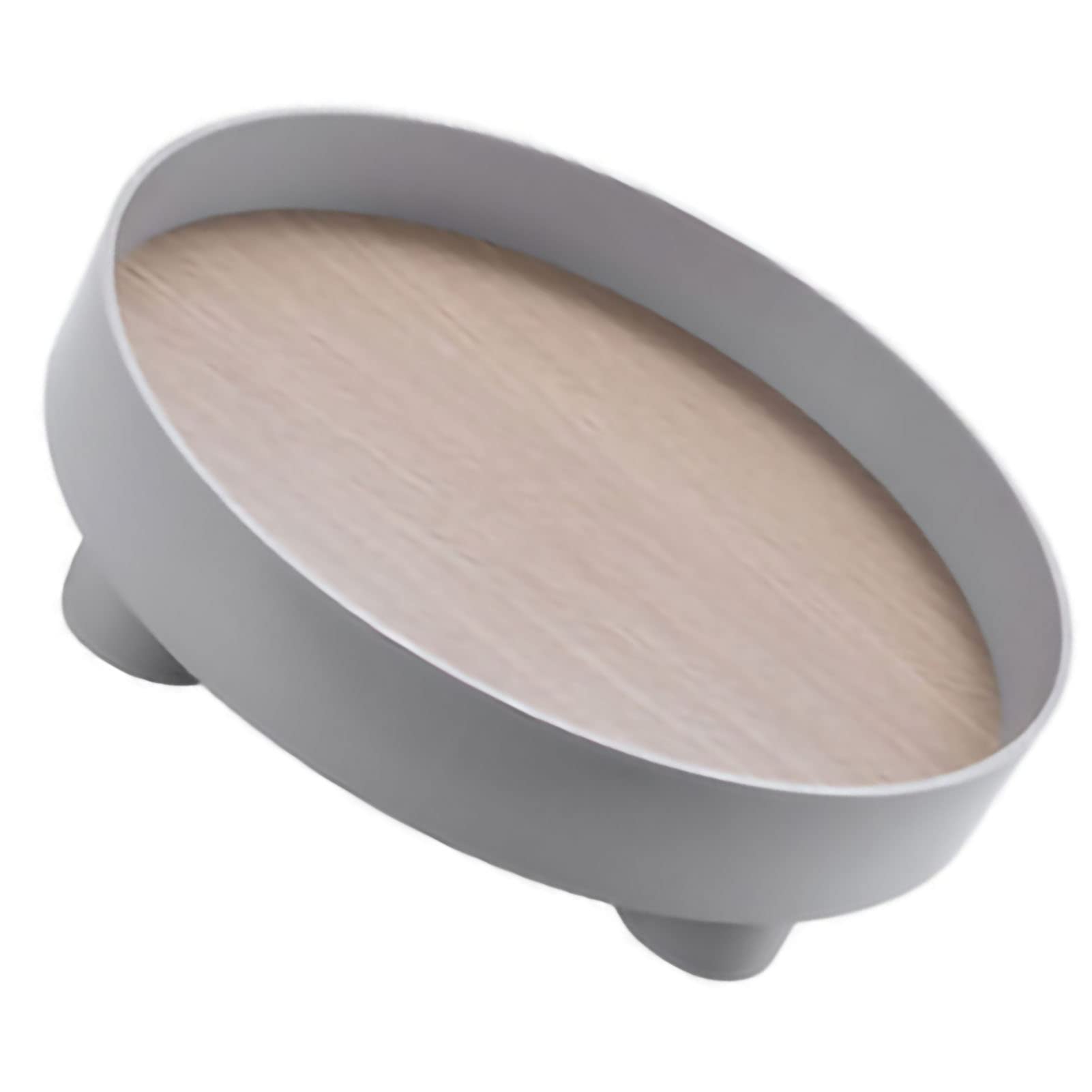 Bandeja redonda de plástico con base de madera Cocoarm para tocador