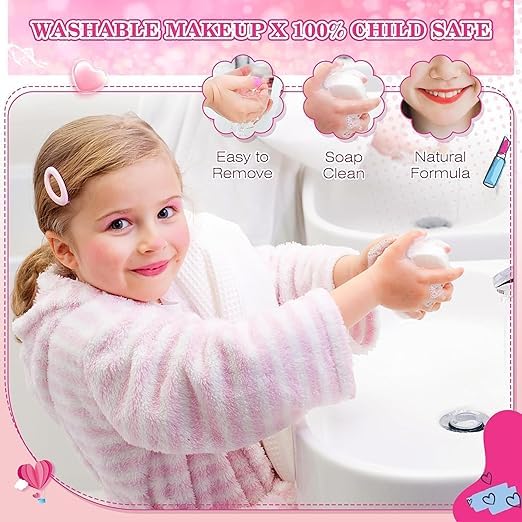 Image of Kids Makeup Kit for Girls - Real Washable & Non-Toxic Cosmetic Set with Unicorn Theme, Educational Pretend Play Toy Gift for 3-12 Year Old Girls, Ideal for Birthday & Holiday Gifting