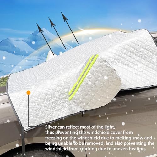Image of Windshield Snow Cover for Ice with Magnetic Edges,65 * 50in Windscreen Frost Protector with Side Mirrors Cover,5 Layers Protection,Winter Frost Ice Guard for Car,SUV,Pickup Truck (Silver)