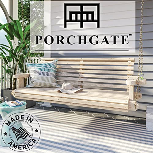 Porchgate Amish Heavy Duty 800 Lb Roll Comfort Treated Porch Swing W/ Chains (5 Foot, Unfinished)