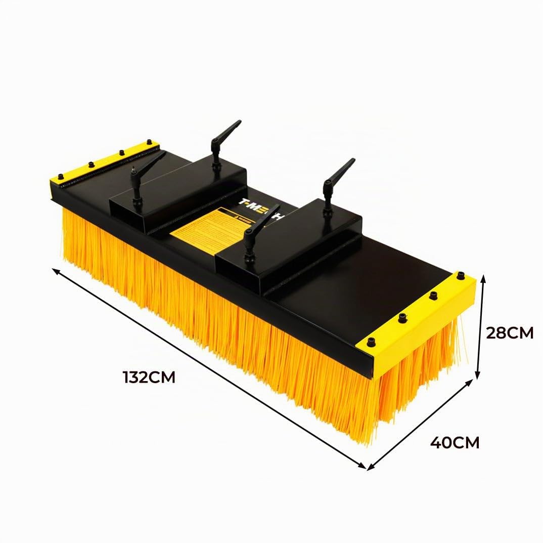 Balai Pousseur Pour Fourches de Chariot Élévateur Largeur 1300 mm Brosse Plat Ultra-Résistant Sol d'Entrepôt Usine Acier Laminé à Froid Poils Remplaçables Taille de Passage Standard