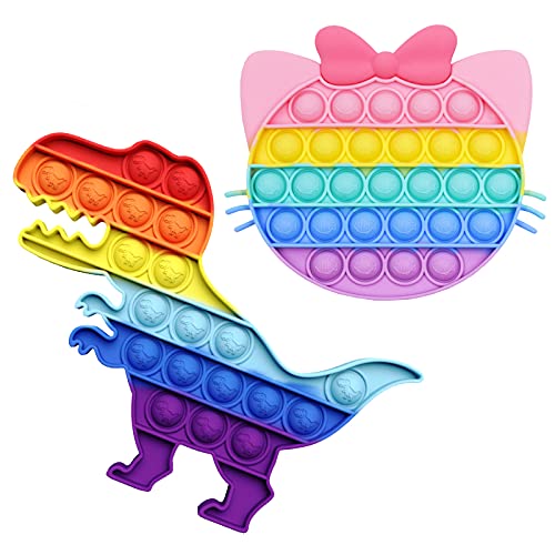 ONEST 2 Pieces Silicone Push Pop Bubbles Fidget Sensory Toy Colorful Pop Fidget Toy Autism Special Needs Stress Reliever Toy
